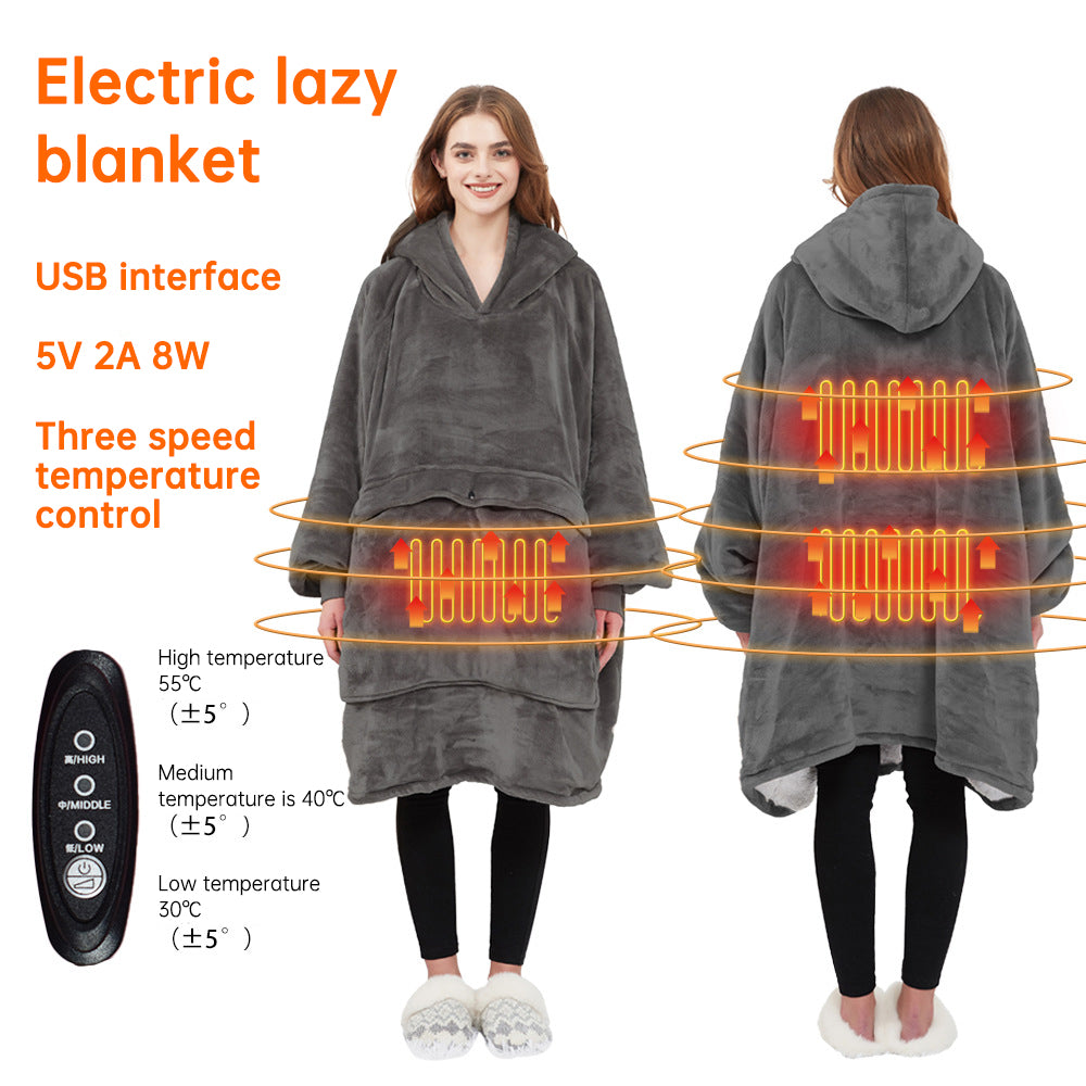 USB Heated Wearable Hoodie Blanket