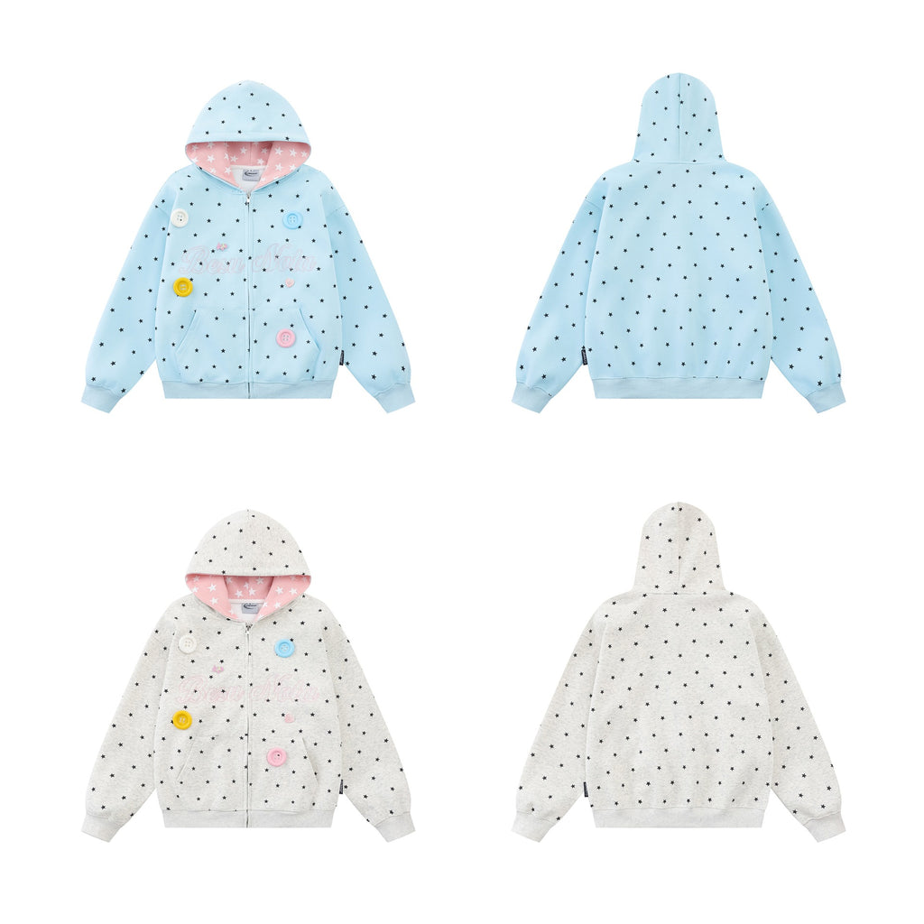 Full Print Star Zip-Up Hoodie