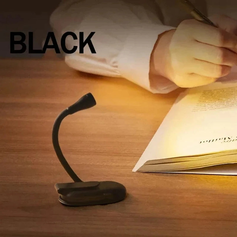 Clip-On Book Light – Rechargeable LED Reading Lamp with 3 Colors & Stepless Brightness for Bed, Travel & Hotels