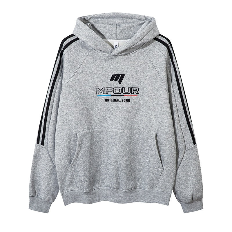 Three Bar Shoulder Zip-Up Hoodie