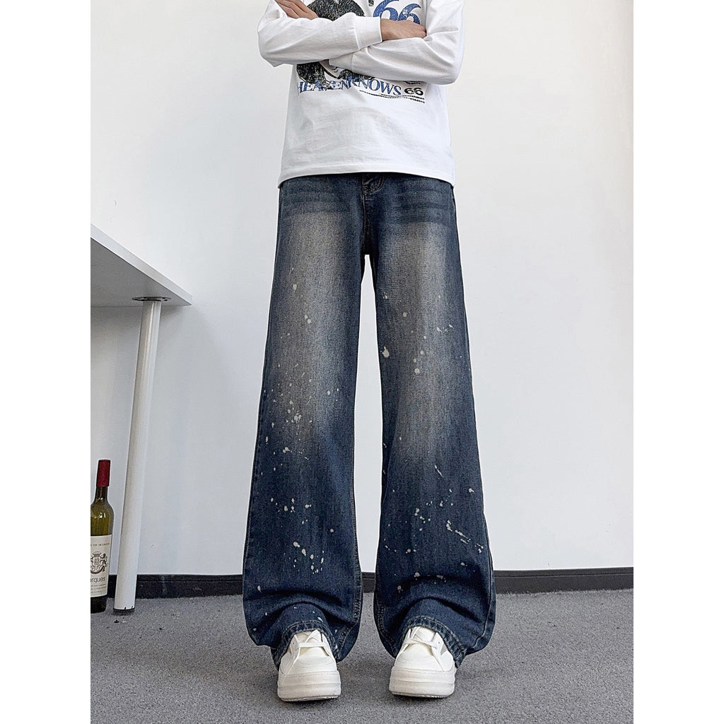 Splash Print Loose Straight Leg Jeans
