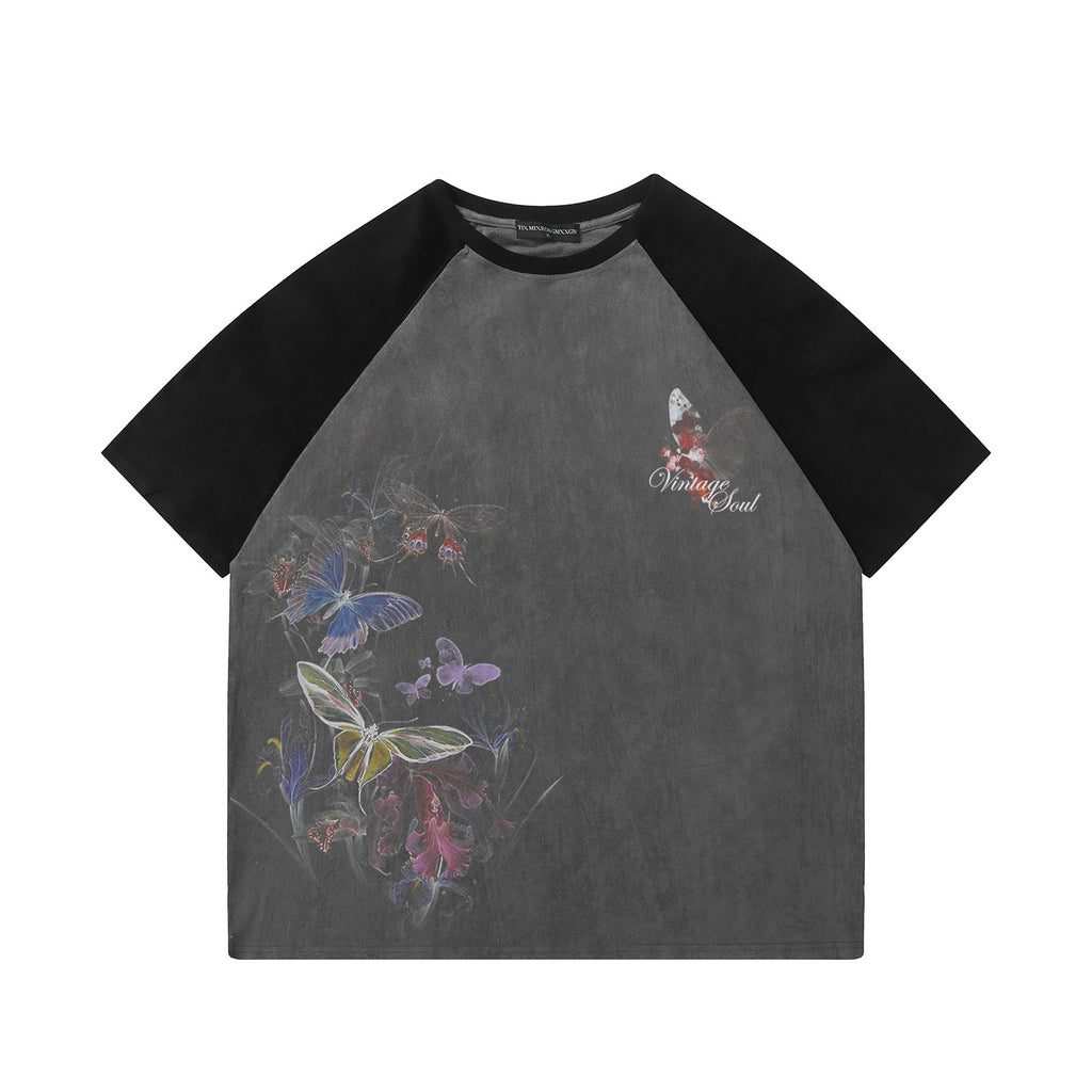 Ink Butterfly Print Short Sleeve Shirt