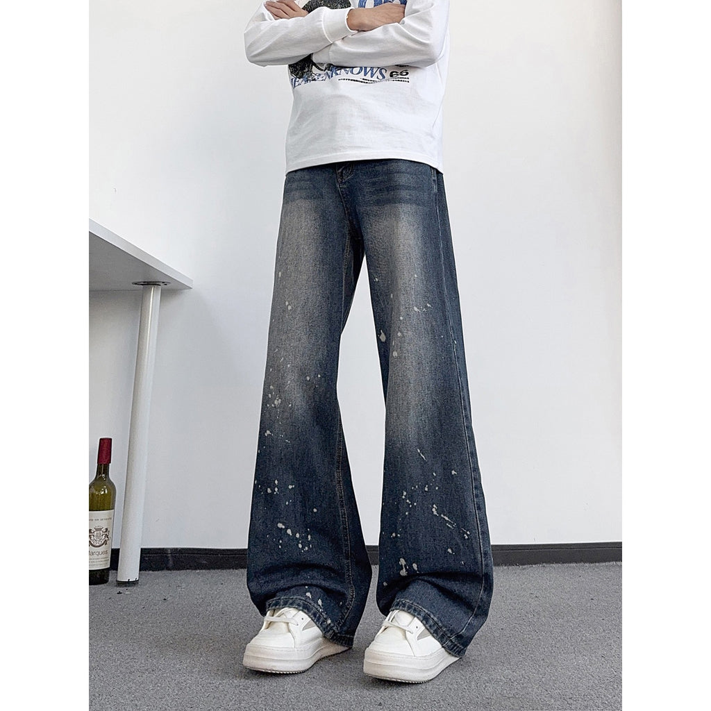 Splash Print Loose Straight Leg Jeans