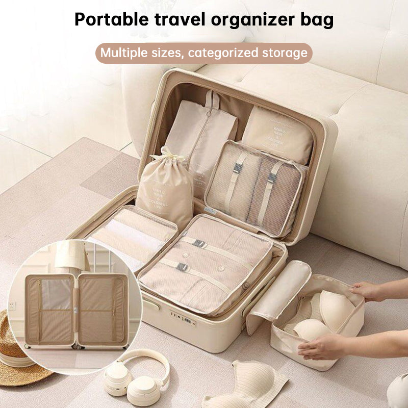 7Pcs Travel Packing Cubes, Luggage Organizer Set with Shoe Bag for Clothes Storage