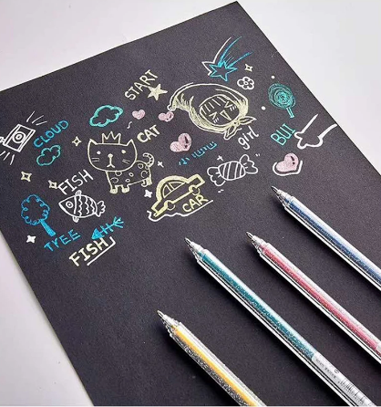 Glitter Gel Pen Set – Neon & Fluorescent Sparkle Pens for Drawing, Journaling & Scrapbooking