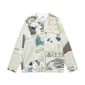Newspaper Print Open Front Coat