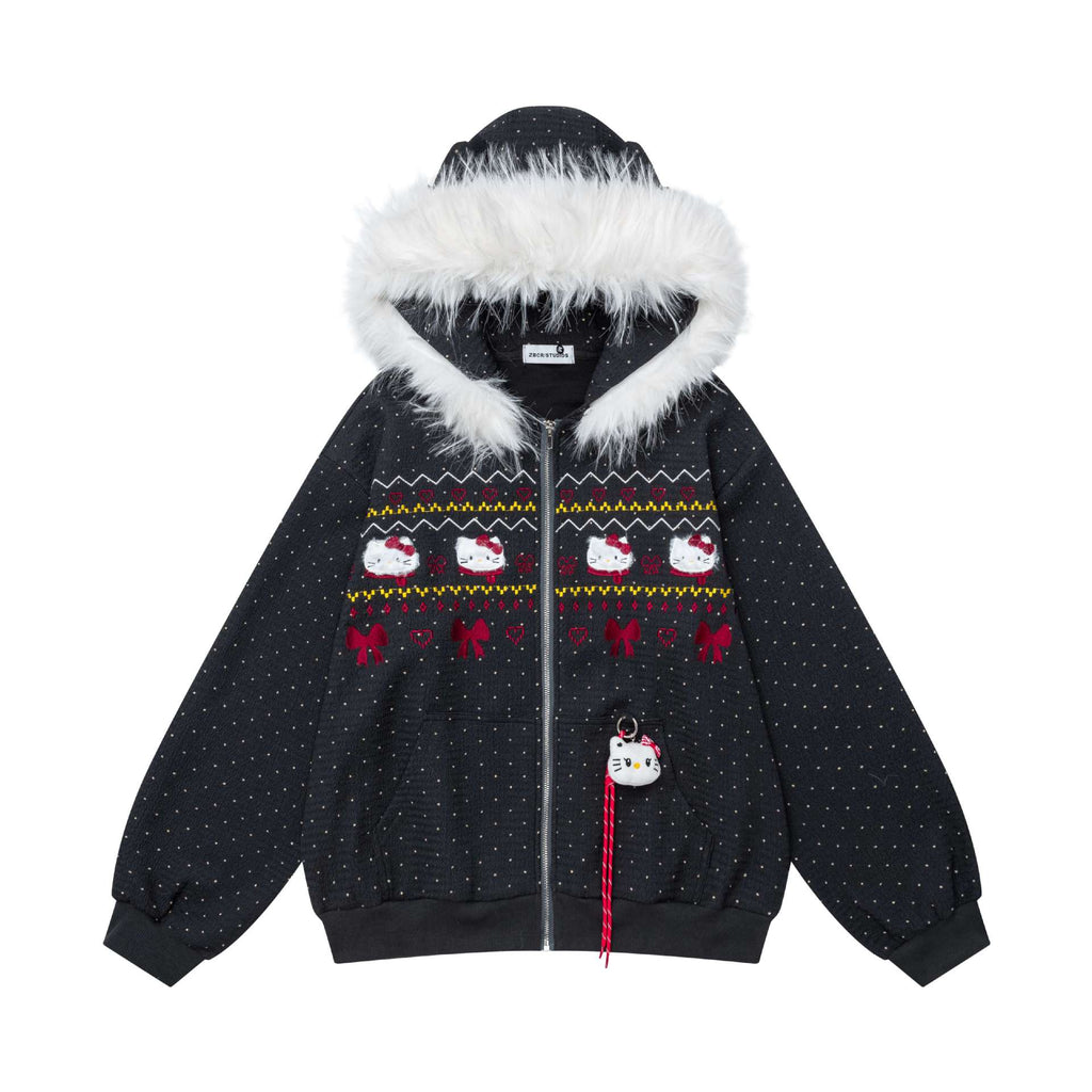 Dopamine Wave Print Zip-Up Hoodie