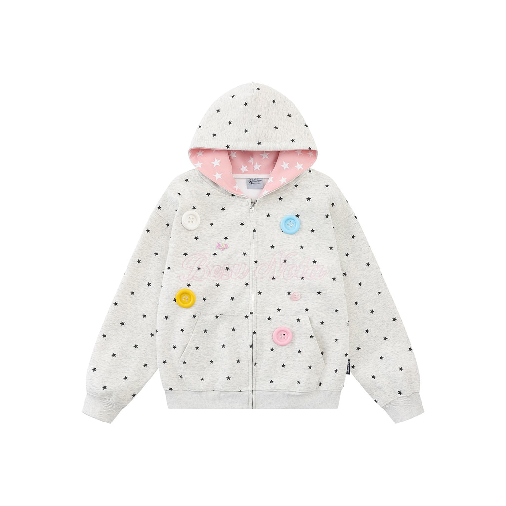 Full Print Star Zip-Up Hoodie