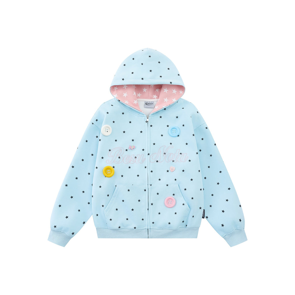 Full Print Star Zip-Up Hoodie