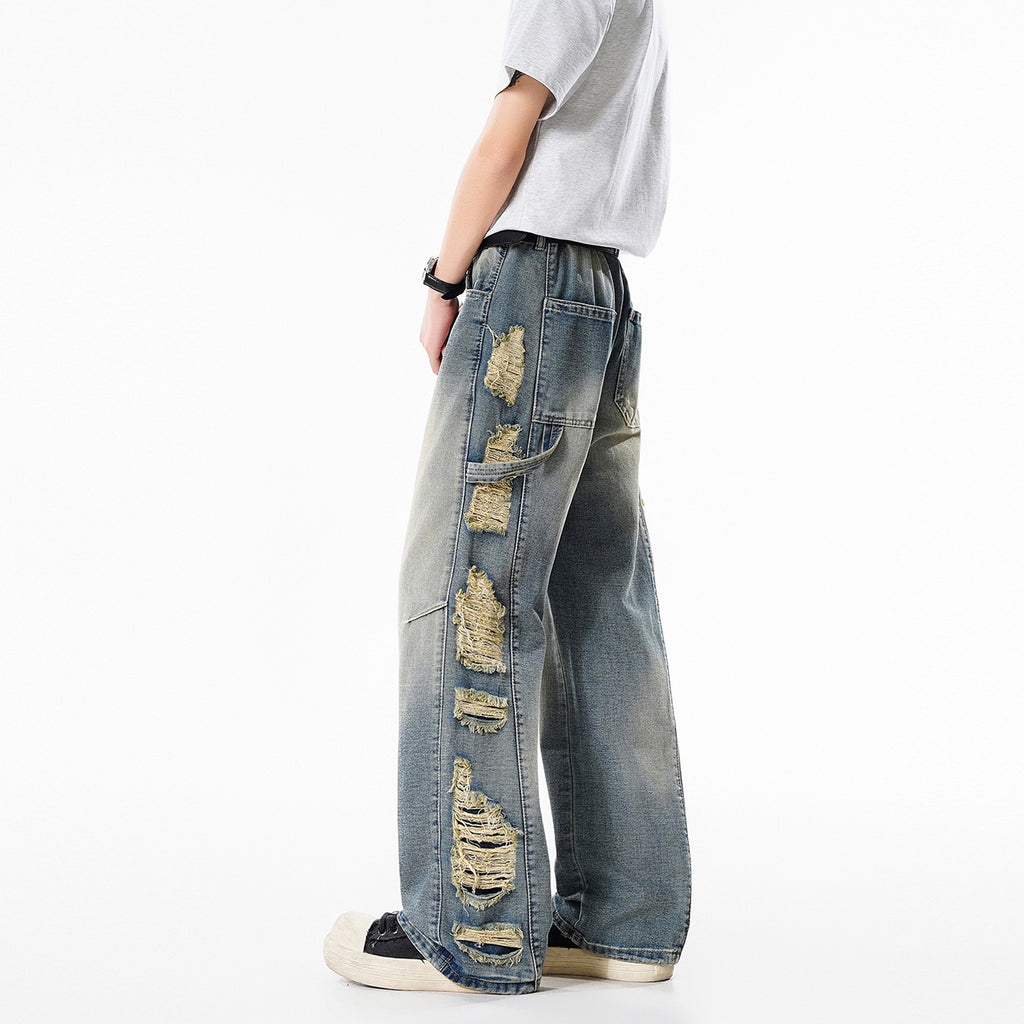Loose Fit Ripped Distressed Jeans for Men