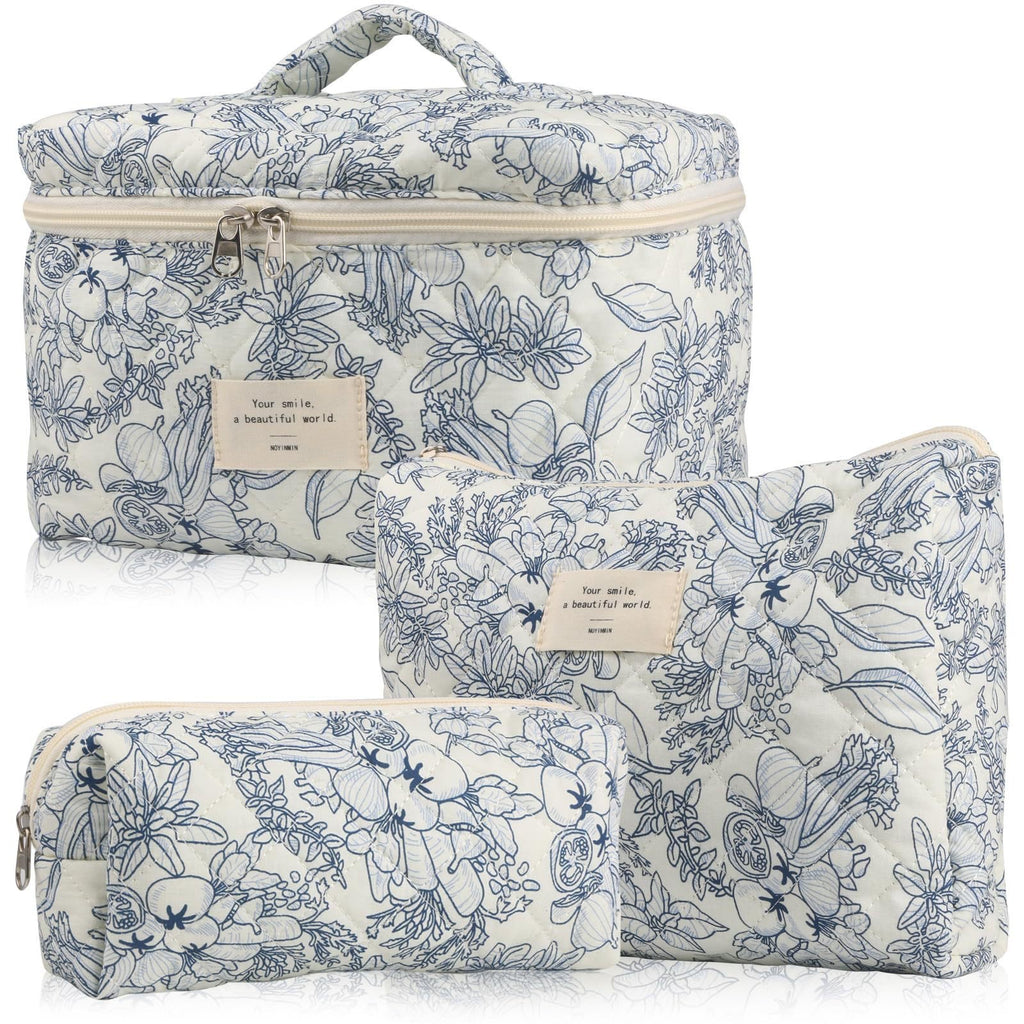 Floral Quilted Makeup Bag – Cotton Cosmetic & Journaling Organizer, 40+ Patterns