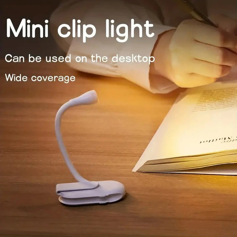 Clip-On Book Light – Rechargeable LED Reading Lamp with 3 Colors & Stepless Brightness for Bed, Travel & Hotels