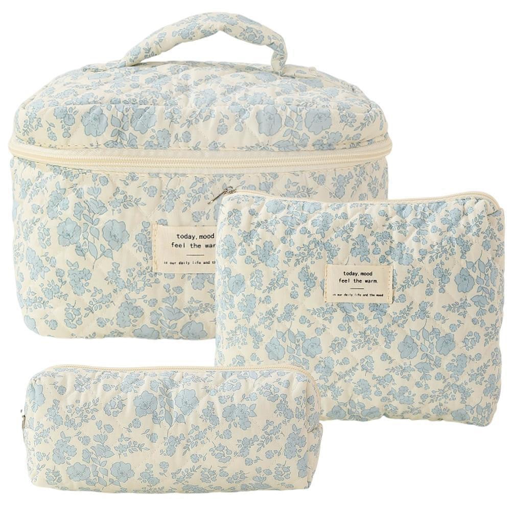 Floral Quilted Makeup Bag – Cotton Cosmetic & Journaling Organizer, 40+ Patterns