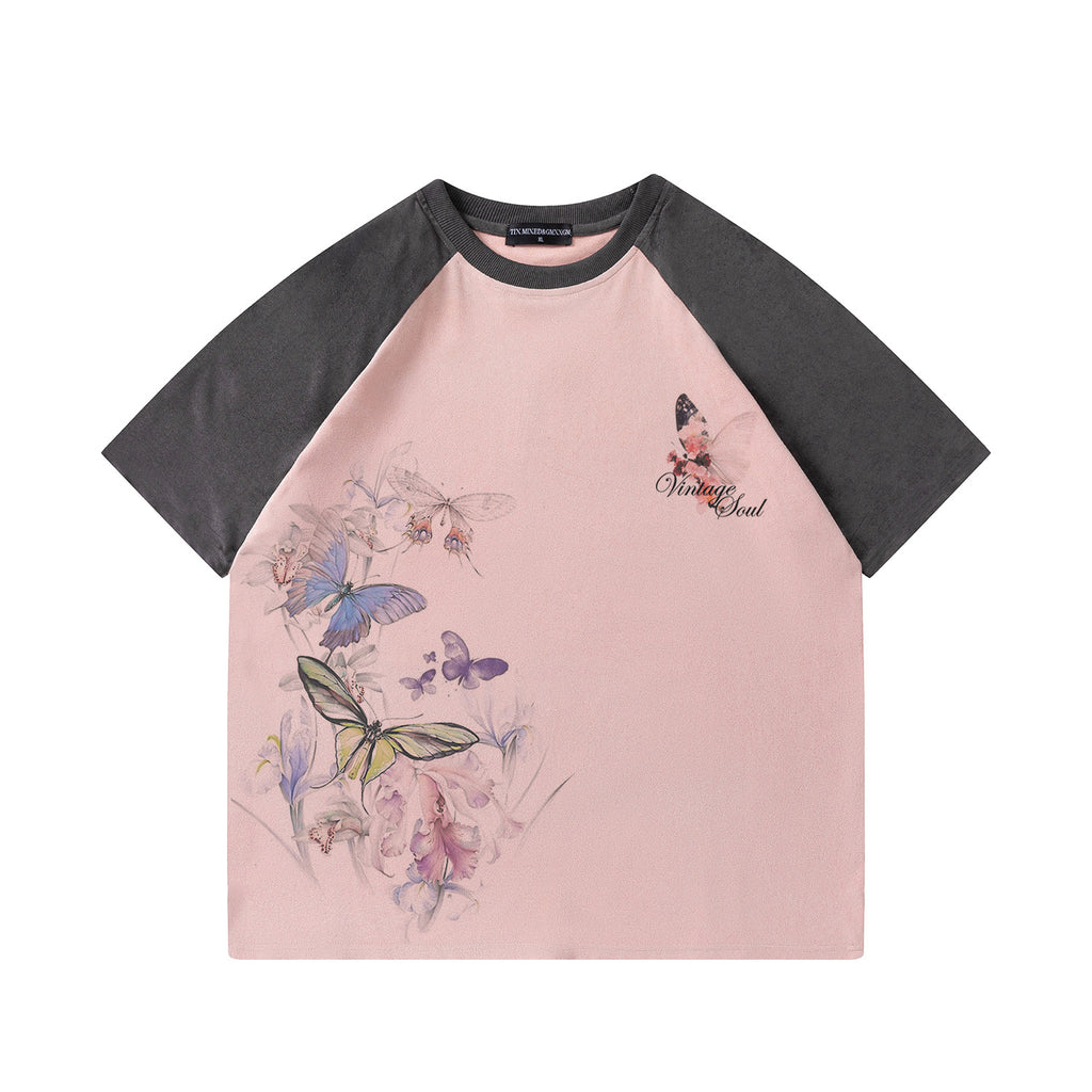 Ink Butterfly Print Short Sleeve Shirt