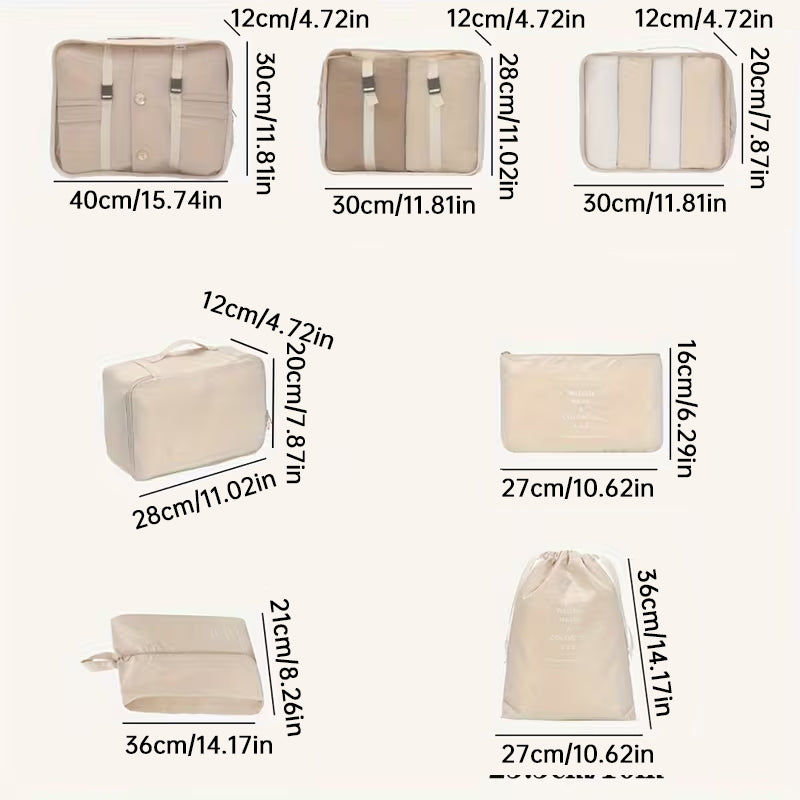 7Pcs Travel Packing Cubes, Luggage Organizer Set with Shoe Bag for Clothes Storage