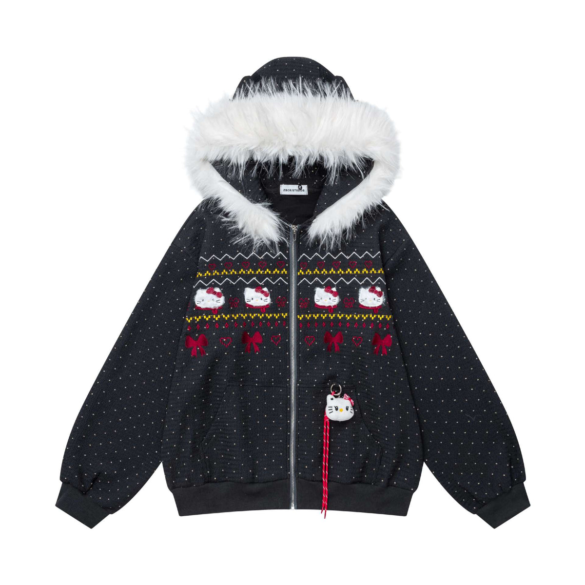 Dopamine Wave Print Zip-Up Hoodie
