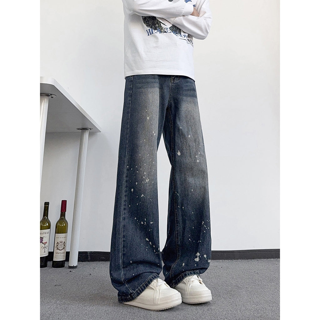 Splash Print Loose Straight Leg Jeans
