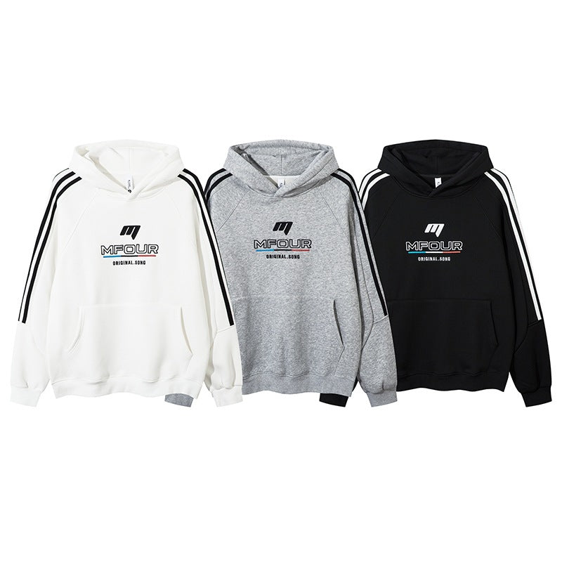 Three Bar Shoulder Zip-Up Hoodie