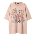 Cat & Butterfly Print Short Sleeve Shirt