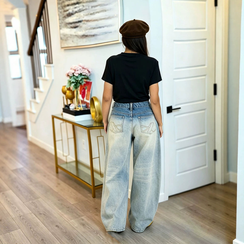 Gradient Wash Cat Whisker Straight Leg Jeans