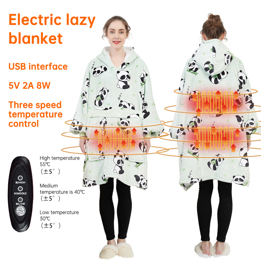 USB Heated Wearable Hoodie Blanket