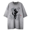 Dreamy Black Cat Print Short Sleeve Shirt