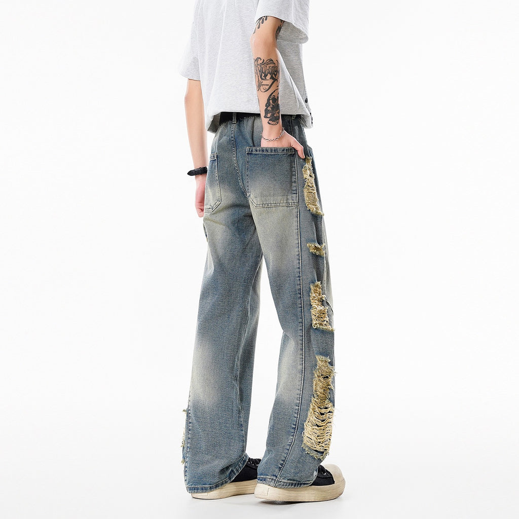 Loose Fit Ripped Distressed Jeans for Men