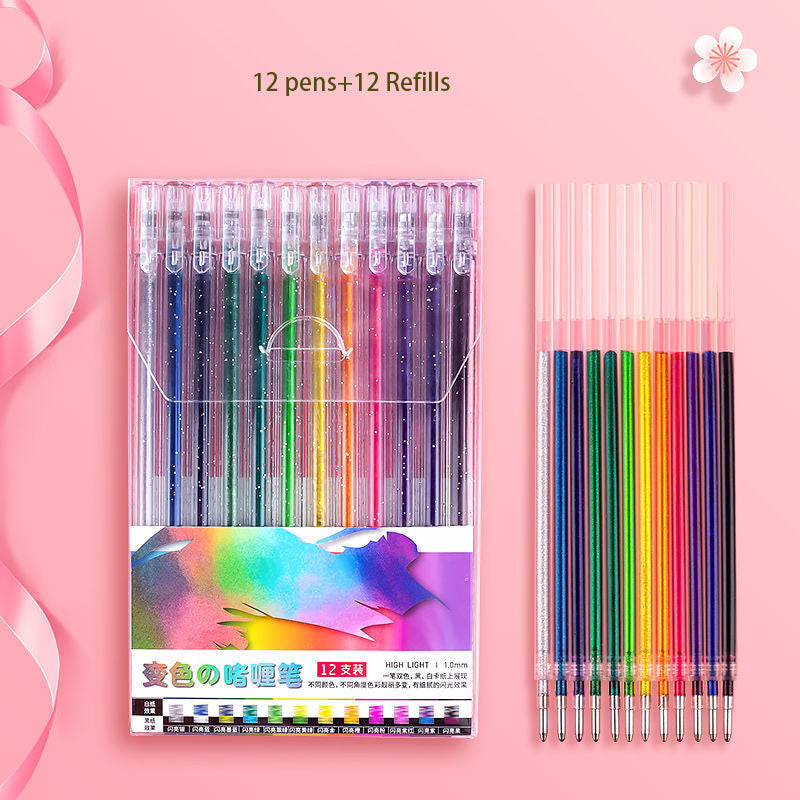 Glitter Gel Pen Set – Neon & Fluorescent Sparkle Pens for Drawing, Journaling & Scrapbooking