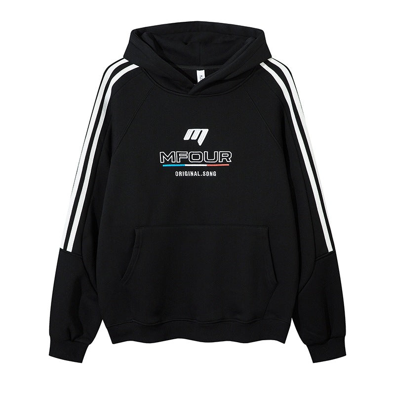 Three Bar Shoulder Zip-Up Hoodie