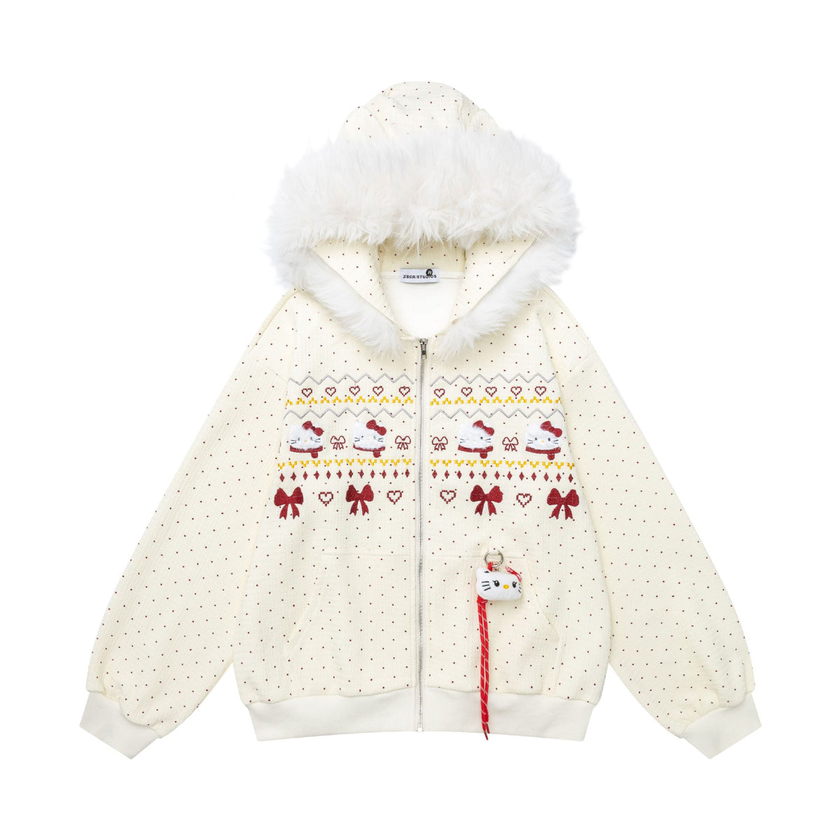Dopamine Wave Print Zip-Up Hoodie