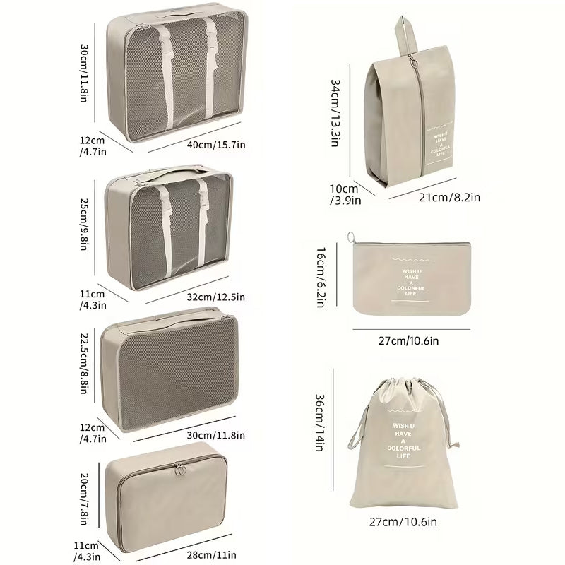7PCS Packing Cubes for Suitcase – Travel Organizer & Storage Bag Set, Luggage Essentials