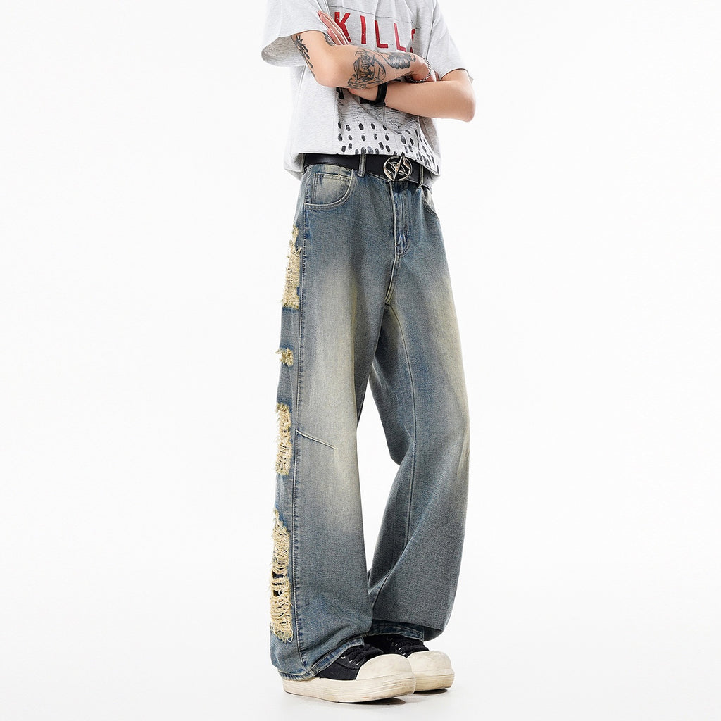 Loose Fit Ripped Distressed Jeans for Men