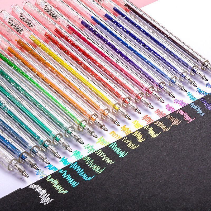 Glitter Gel Pen Set – Neon & Fluorescent Sparkle Pens for Drawing, Journaling & Scrapbooking