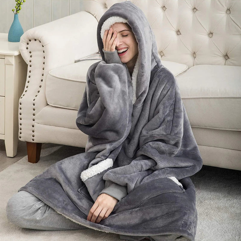 Sherpa Fleece Wearable Hoodie Blanket