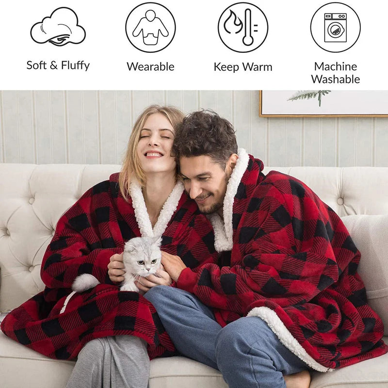 Sherpa Fleece Wearable Hoodie Blanket