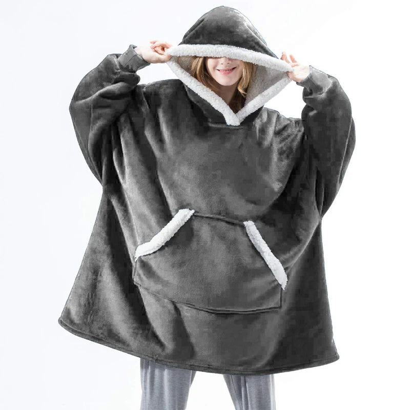 Sherpa Fleece Wearable Hoodie Blanket