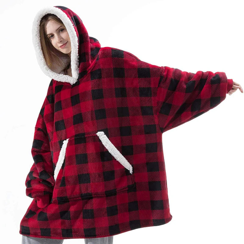 Sherpa Fleece Wearable Hoodie Blanket
