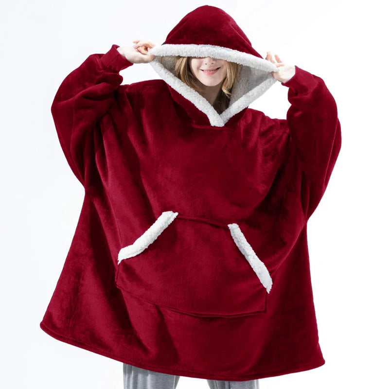 Sherpa Fleece Wearable Hoodie Blanket