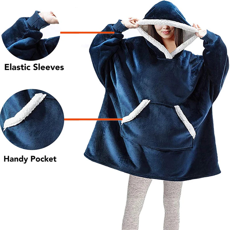 Sherpa Fleece Wearable Hoodie Blanket