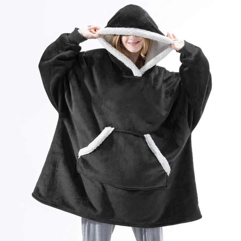 Sherpa Fleece Wearable Hoodie Blanket