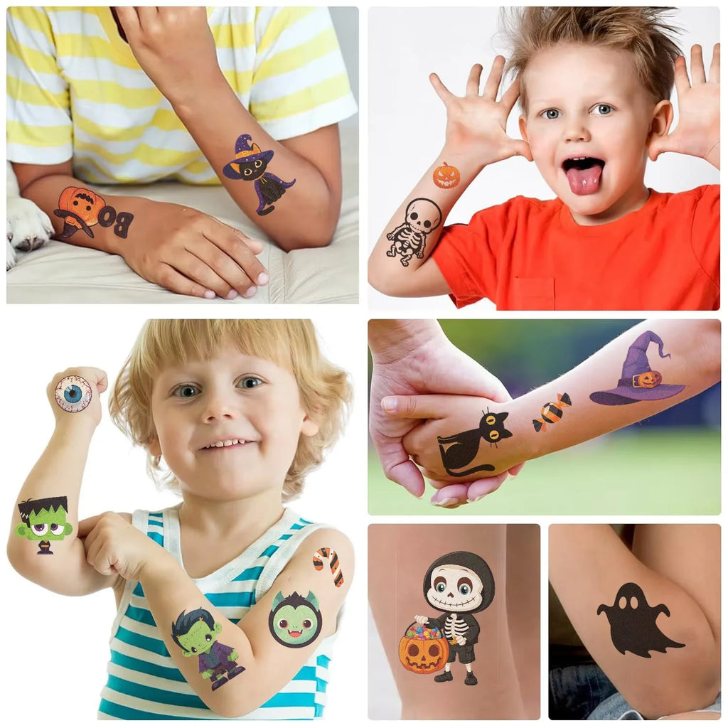 Halloween Temporary Tattoo Sheets (10 Sheets) — Pumpkins & Ghosts for Kids