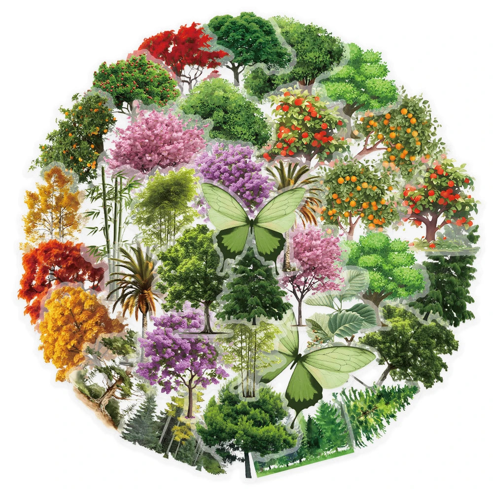 Forest Secret Sticker Pack (50pcs) — Natural Forest Plant & Landscape PET Decals for Journals, Laptops & More