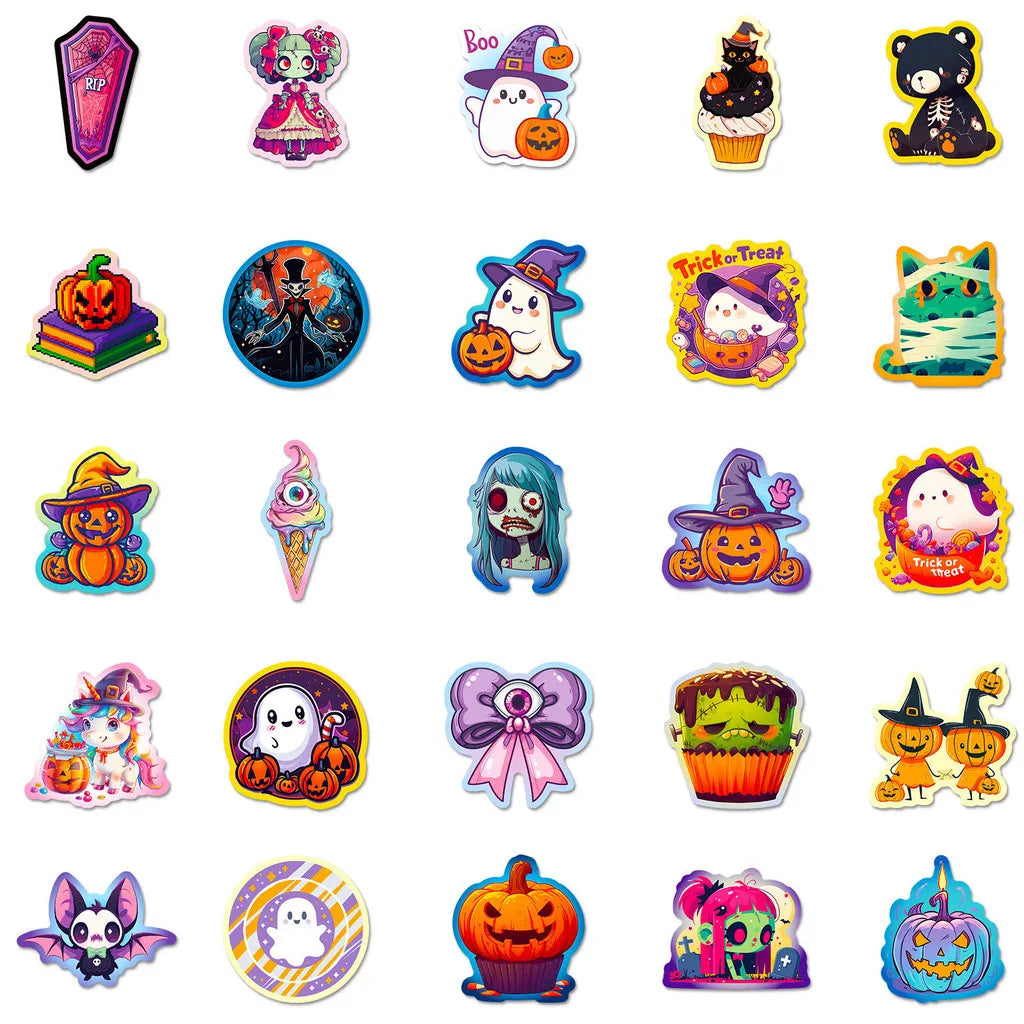 Halloween Graffiti Sticker Pack (50pcs) — Pumpkins, Bats & Castles