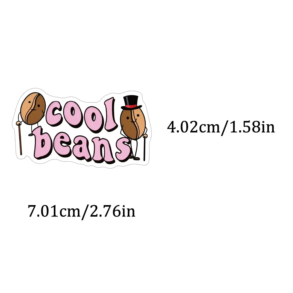 Fun Pink Coffee Art Sticker Pack (50pcs) — I Love Coffee Decals for Water Bottles, Laptops & More