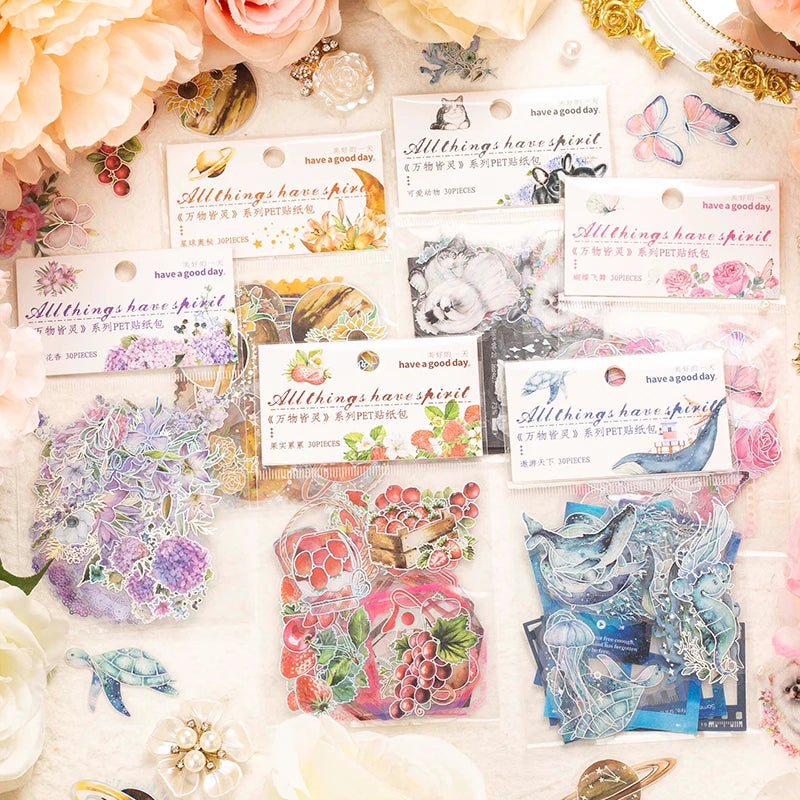 Nature Spirit Series Sticker Pack — Self-Adhesive Decals for Scrapbooking, Collage & Journaling (1, 3 or 6 Pack)