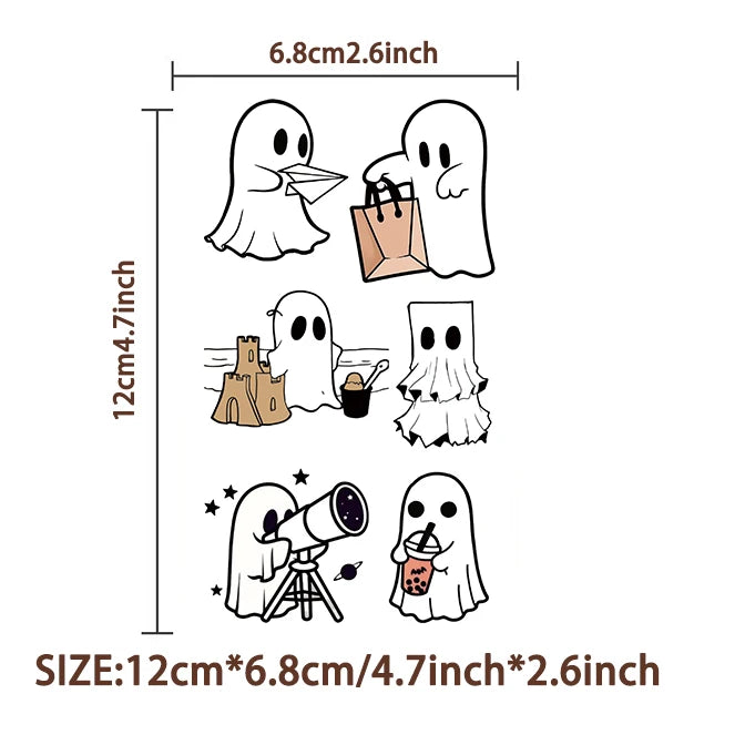 Halloween Ghost Temporary Tattoo Pack (10pcs) — Waterproof Cartoon Decals for Kids