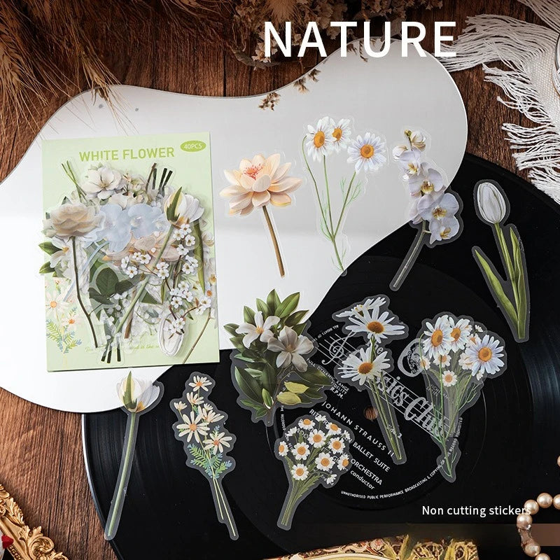 Botanical Flower & Butterfly Sticker Pack — Vintage Nature Decals for Journaling, Scrapbooking & DIY