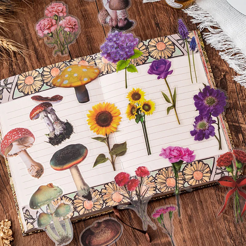 Botanical Flower & Butterfly Sticker Pack — Vintage Nature Decals for Journaling, Scrapbooking & DIY