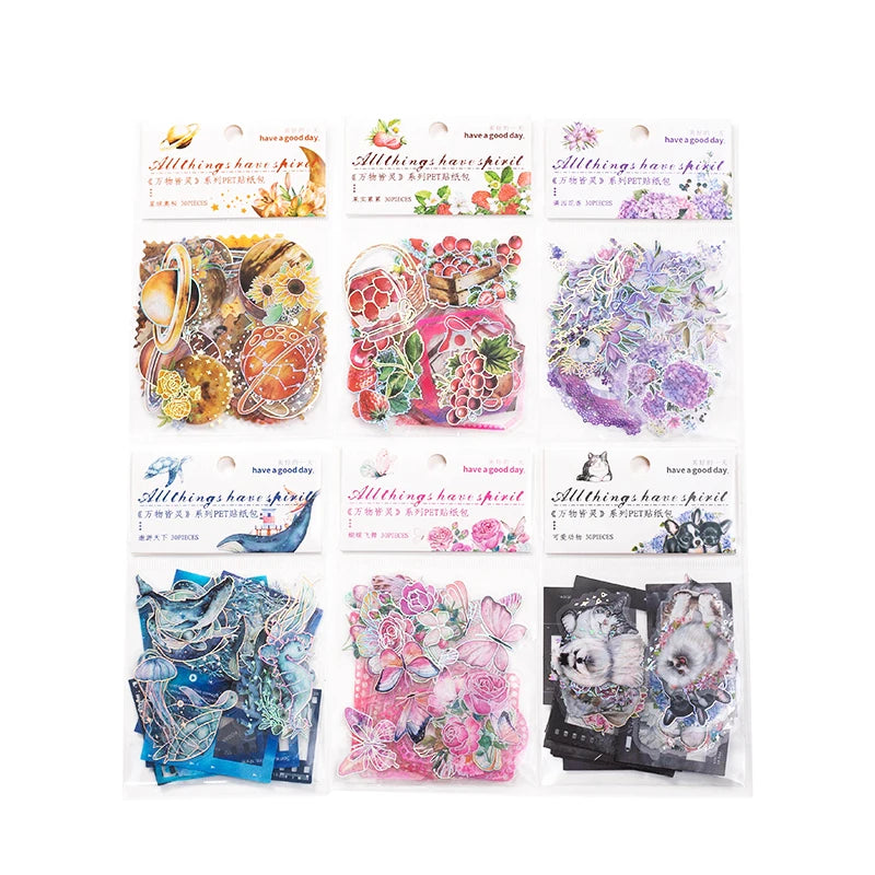 Nature Spirit Series Sticker Pack — Self-Adhesive Decals for Scrapbooking, Collage & Journaling (1, 3 or 6 Pack)