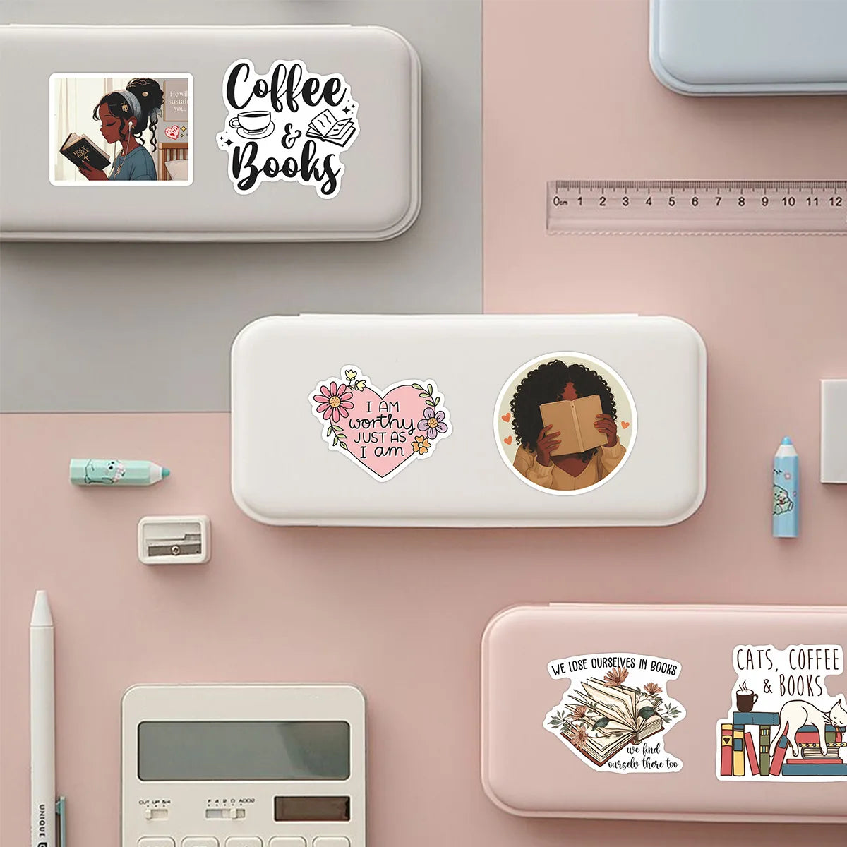 Black Girl Bookish Sticker Pack — 50pcs Book Lover & Vision Board Decals for Kindle